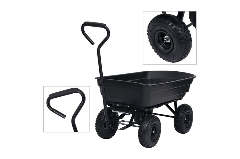 havevogn med vippelad 300 kg 75 l sort - Have - Havearbejde & dyrkning - Haveredskab & haveværktøj - Vogne & trailere - Transportvogn & havevogn
