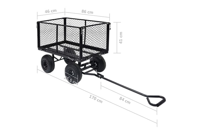 havevogn 350 kg sort - Have - Havearbejde & dyrkning - Haveredskab & haveværktøj - Vogne & trailere - Transportvogn & havevogn