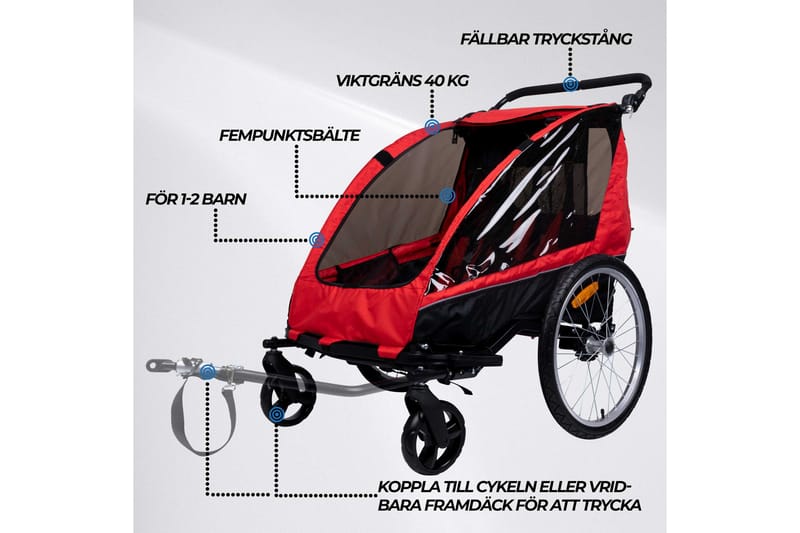 Trekker Cykeltrailer Pro, 1-2 Børn - Grøn - Have - Havearbejde & dyrkning - Haveredskab & haveværktøj - Vogne & trailere - Cykeltrailer