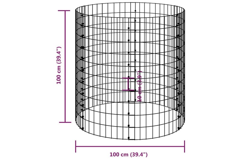 beBasic kompostbeholder Ã˜100x100 cm galvaniseret stål - SÃ¸lv - Varmkompost & kompostbeholder