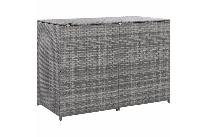 dobbelt skraldespandsskjuler 148x77x111 cm polyrattan grå - Grå - Varmkompost & kompostbeholder