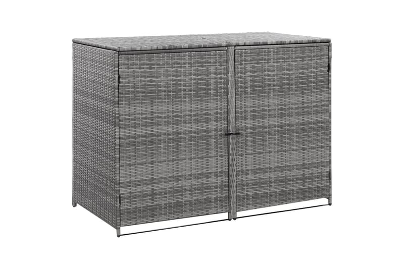 dobbelt skraldespandsskjuler 148x77x111 cm polyrattan grå - Grå - Varmkompost & kompostbeholder