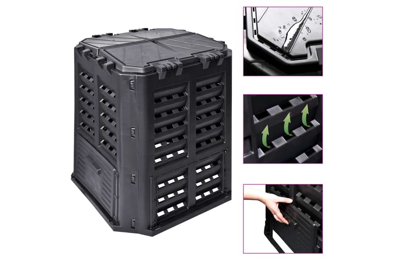 kompostbeholder 68,9x68,9x83,9 cm 360 l sort - Sort - Have - Havearbejde & dyrkning - Kompost - Varmkompost & kompostbeholder