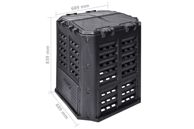 kompostbeholder 68,9x68,9x83,9 cm 360 l sort - Sort - Have - Havearbejde & dyrkning - Kompost - Varmkompost & kompostbeholder