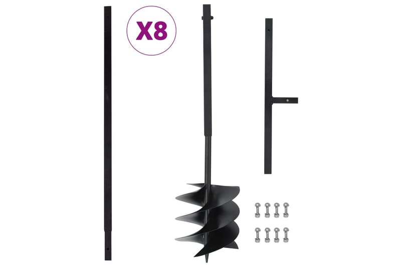 Jordbor med håndtag 250 mm med forlængerrør 8 m stål - Have - Havemaskiner - Jordbor