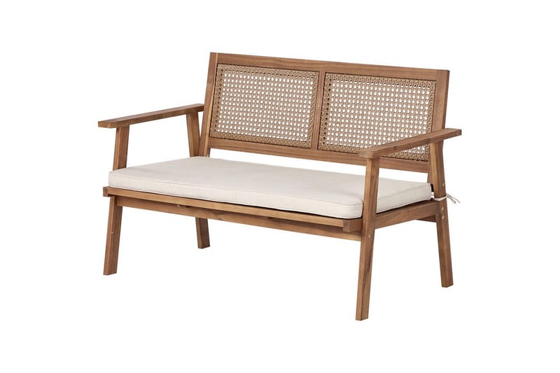 2-sitssoffa med fåtöljer Beliani Arenella Light wood||Beige - Havemøbler - Loungemøbler - Sofagrupper udendørs