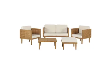 2-sitssoffa med fåtöljer Beliani Baratti Light wood||Beige - Havemøbler - Loungemøbler - Sofagrupper udendørs