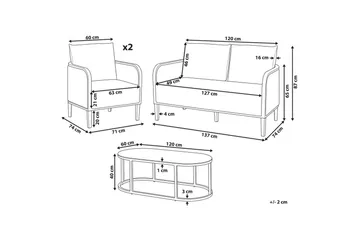 2-sitssoffa med fåtöljer Beliani Montefalco White||Black - Havemøbler - Loungemøbler - Sofagrupper udendørs