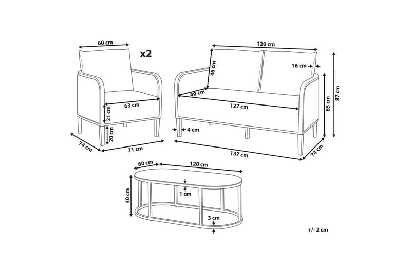 2-sitssoffa med fåtöljer Beliani Montefalco White||Black - Havemøbler - Loungemøbler - Sofagrupper udendørs