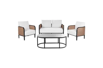 2-sitssoffa med fåtöljer Beliani Montefalco White||Black - Havemøbler - Loungemøbler - Sofagrupper udendørs
