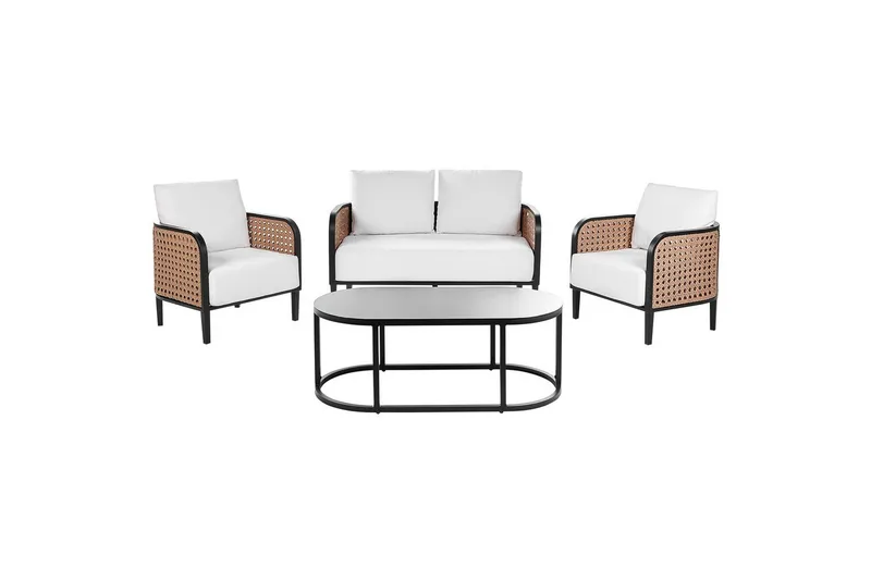 2-sitssoffa med fåtöljer Beliani Montefalco White||Black, undefined