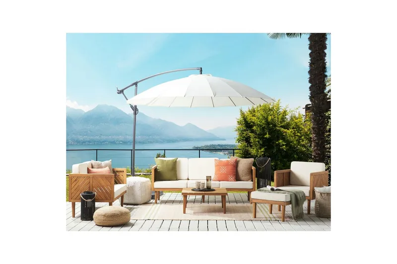 3-sitssoffa med fåtöljer Beliani Baratti Light wood||Beige - Havemøbler - Loungemøbler - Sofagrupper udendørs