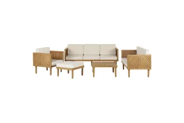 3-sitssoffa med fåtöljer Beliani Baratti Light wood||Beige - Havemøbler - Loungemøbler - Sofagrupper udendørs