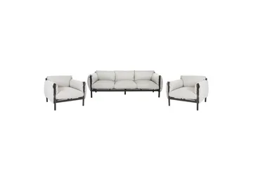 3-sitssoffa med fåtöljer Beliani Esperia Grey, Black - Havemøbler - Loungemøbler - Sofagrupper udendørs