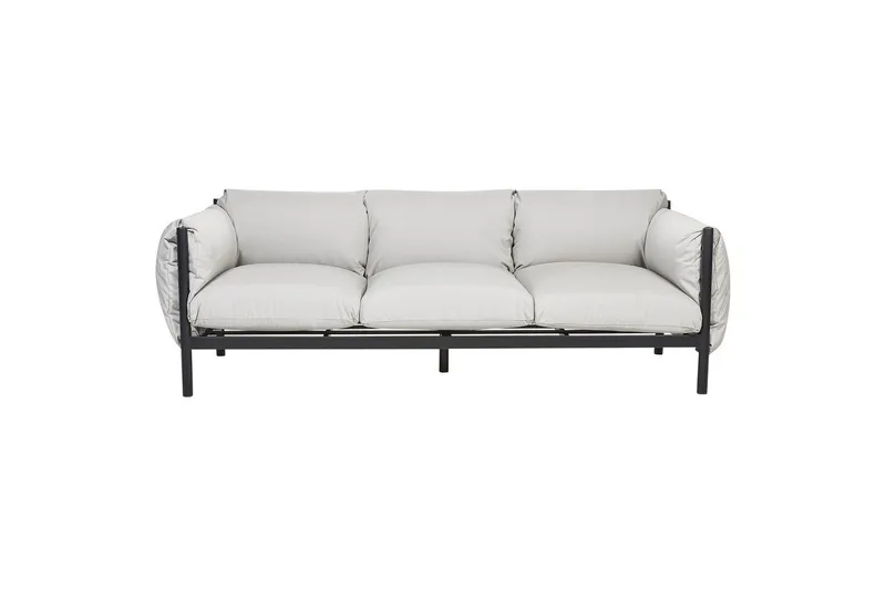 3-sitssoffa med fåtöljer Beliani Esperia Grey, Black - Havemøbler - Loungemøbler - Sofagrupper udendørs