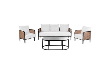 3-sitssoffa med fåtöljer Beliani Montefalco White||Black - Havemøbler - Loungemøbler - Sofagrupper udendørs