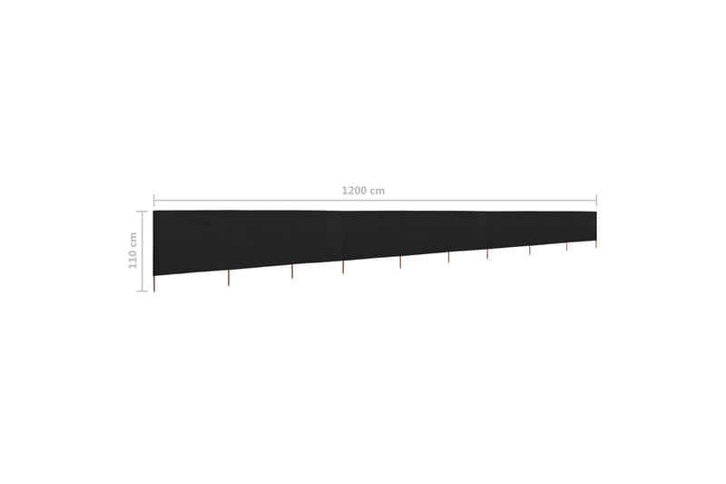 9-Panels Læsejl 1200x80 cm Stof Sort - Sort - Sikkerhed & læhegn altan - Afskærmning & vindsejl - Skærm