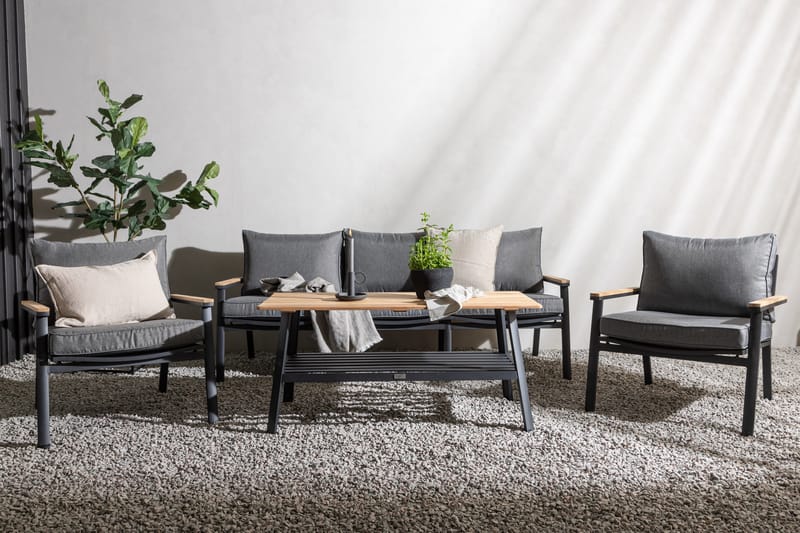 Brasilia Loungesæt Sort - Venture Home - Have - Udendørs miljø - Altan & terrasse - Altanmøbler