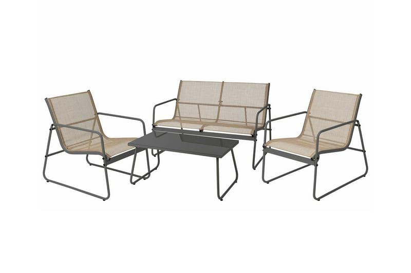 Corpach 4-personers Sofagruppe Udendørs – Loungegruppe til altan terrasse og udendørs - Antracit - Have - Udendørs miljø - Altan & terrasse - Altanmøbler