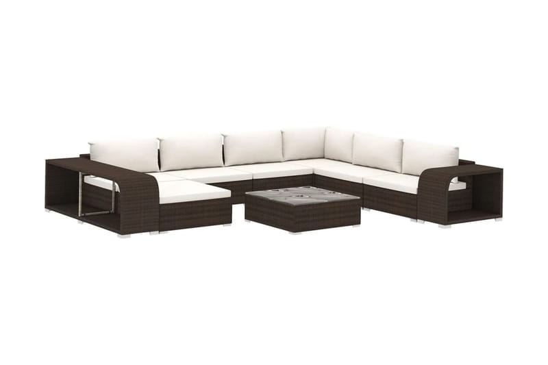Haveloungesæt 10 Dele Med Hynder Polyrattan Brun - Have - Udendørs miljø - Altan & terrasse - Altanmøbler