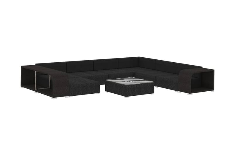 Haveloungesæt 10 Dele Med Hynder Polyrattan Sort - Have - Udendørs miljø - Altan & terrasse - Altanmøbler
