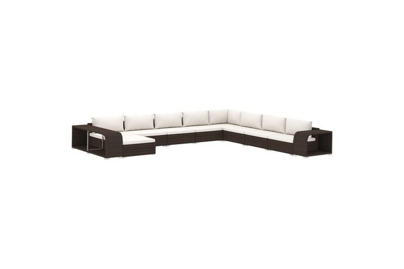 Haveloungesæt 11 Dele Med Hynder Polyrattan Brun - Have - Udendørs miljø - Altan & terrasse - Altanmøbler