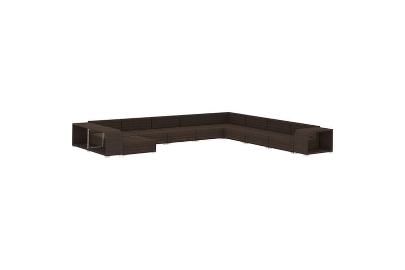Haveloungesæt 11 Dele Med Hynder Polyrattan Brun - Have - Udendørs miljø - Altan & terrasse - Altanmøbler