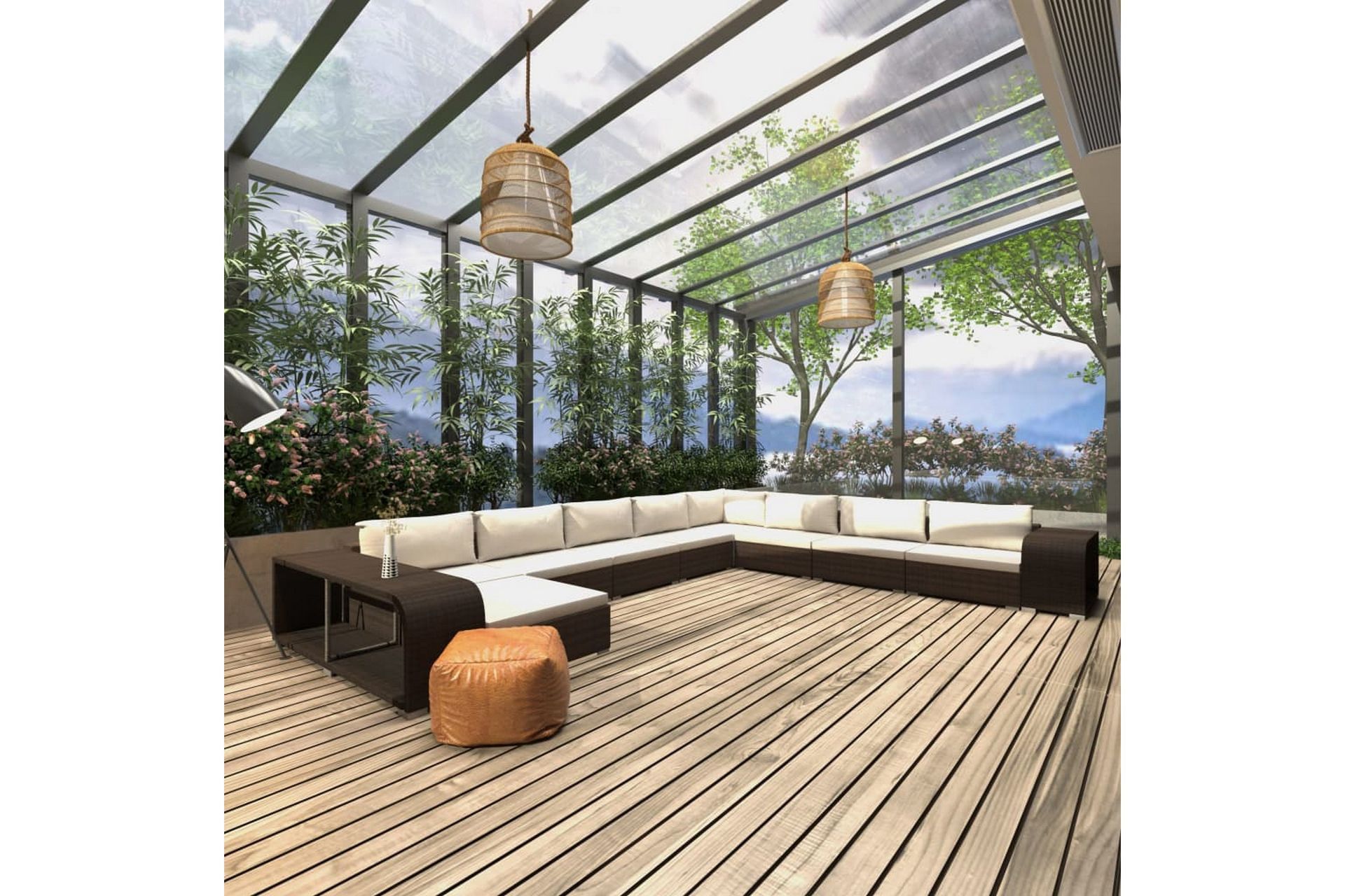 Haveloungesæt 11 Dele Med Hynder Polyrattan Brun - Have - Udendørs miljø - Altan & terrasse - Altanmøbler