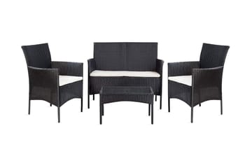 Haveloungesæt 4 Dele Med Hynder Polyrattan Sort - Sort - Have - Udendørs miljø - Altan & terrasse - Altanmøbler