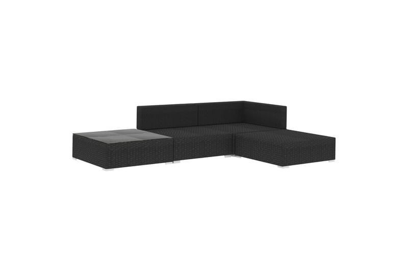 Haveloungesæt 4 dele med hynder polyrattan sort - Sort - Have - Udendørs miljø - Altan & terrasse - Altanmøbler