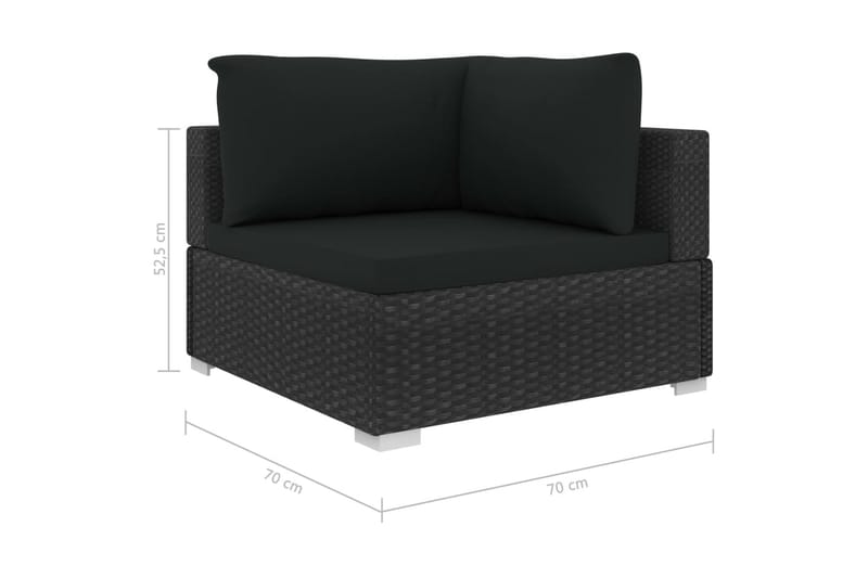 Haveloungesæt 4 dele med hynder polyrattan sort - Sort - Have - Udendørs miljø - Altan & terrasse - Altanmøbler