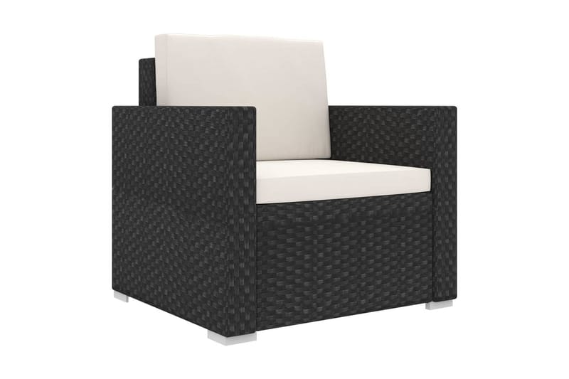 Haveloungesæt 8 dele med hynder polyrattan sort - Sort - Have - Udendørs miljø - Altan & terrasse - Altanmøbler