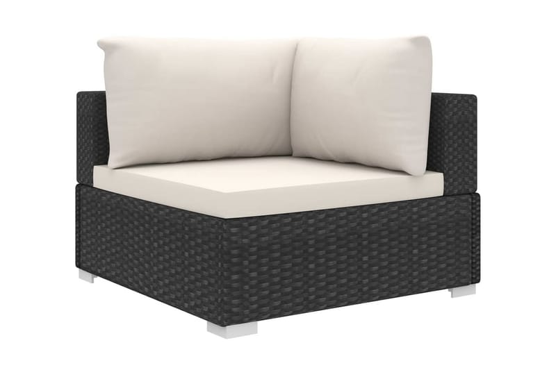 Haveloungesæt 8 dele med hynder polyrattan sort - Sort - Have - Udendørs miljø - Altan & terrasse - Altanmøbler