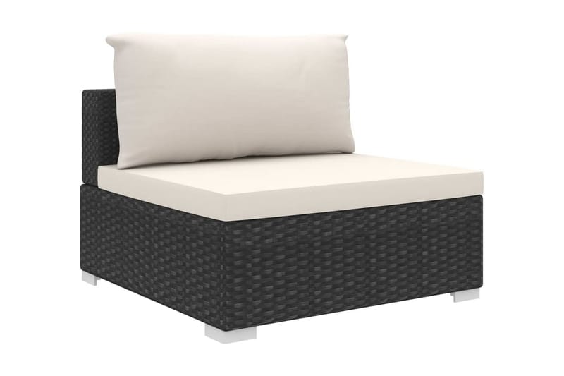 Haveloungesæt 8 dele med hynder polyrattan sort - Sort - Have - Udendørs miljø - Altan & terrasse - Altanmøbler