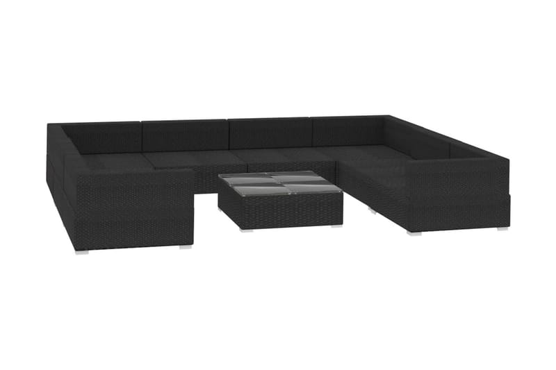 Haveloungesæt 9 dele med hynder polyrattan sort - Sort - Have - Udendørs miljø - Altan & terrasse - Altanmøbler