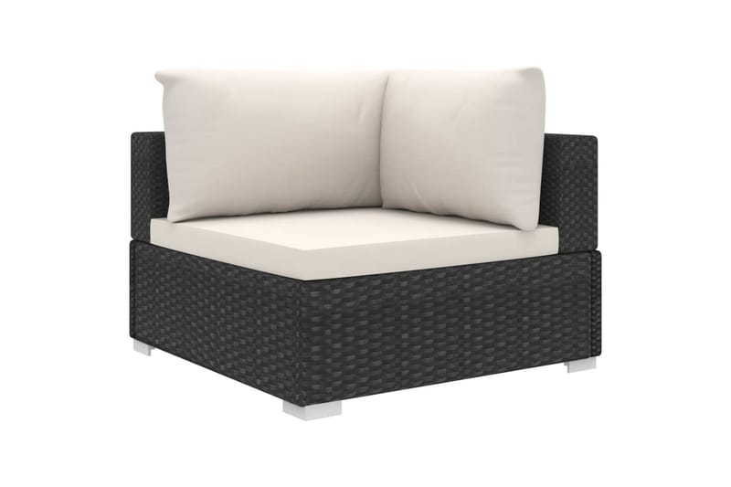Haveloungesæt 9 dele med hynder polyrattan sort - Sort - Have - Udendørs miljø - Altan & terrasse - Altanmøbler