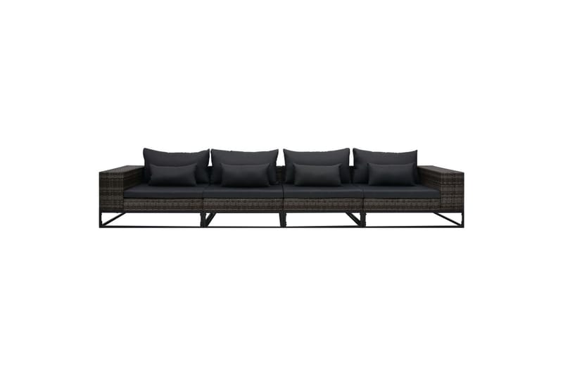 Havesofasæt 4 Dele med Hynder Polyrattan Grå - Grå - Have - Udendørs miljø - Altan & terrasse - Altanmøbler