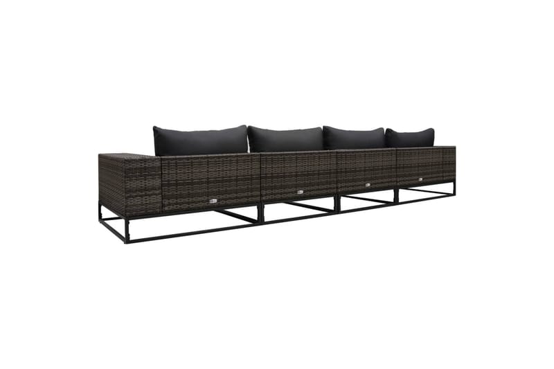 Havesofasæt 4 Dele med Hynder Polyrattan Grå - Grå - Have - Udendørs miljø - Altan & terrasse - Altanmøbler