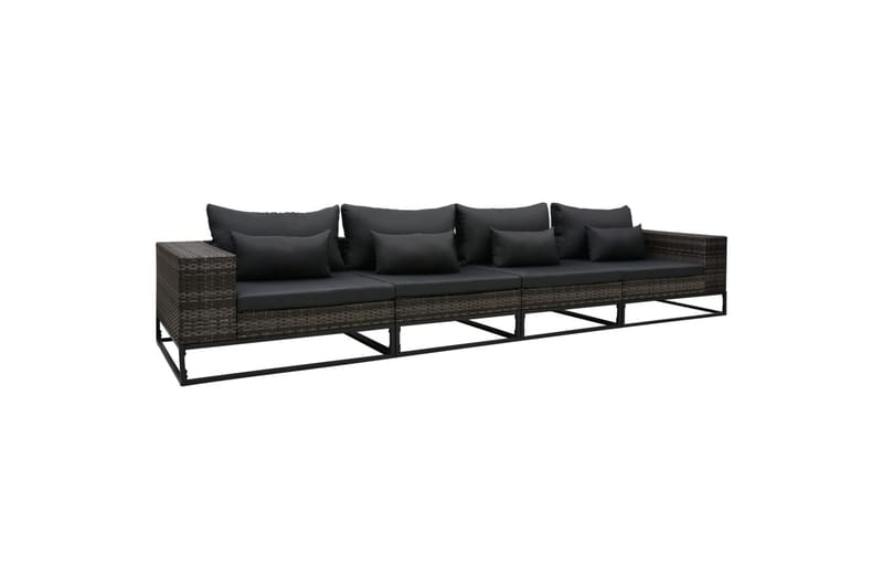Havesofasæt 4 Dele med Hynder Polyrattan Grå - Grå - Have - Udendørs miljø - Altan & terrasse - Altanmøbler