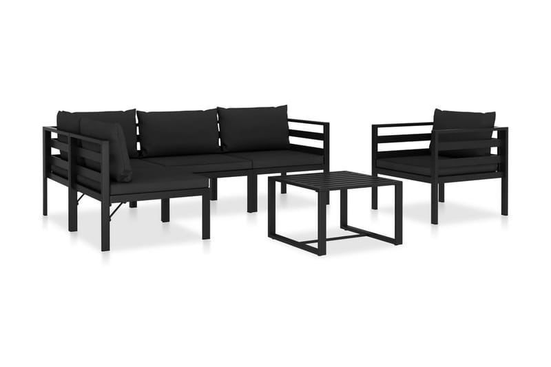Loungesæt med Hynder 6 Dele Aluminium Antracitgrå - Grå - Have - Udendørs miljø - Altan & terrasse - Altanmøbler