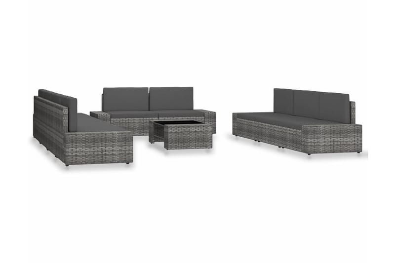 Loungesæt Til Haven 10 Dele Polyrattan Grå - Grå - Have - Udendørs miljø - Altan & terrasse - Altanmøbler