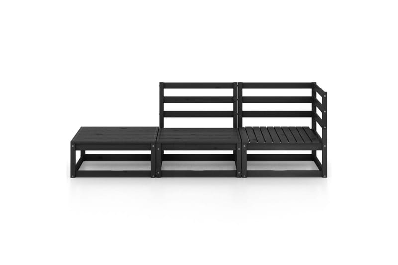 loungesæt til haven 3 dele massivt fyrretræ sort - Sort - Have - Udendørs miljø - Altan & terrasse - Altanmøbler