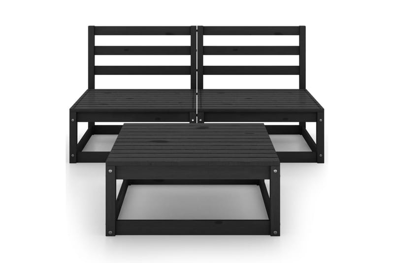 loungesæt til haven 3 dele massivt fyrretræ sort - Sort - Have - Udendørs miljø - Altan & terrasse - Altanmøbler