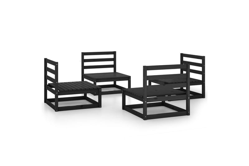 loungesæt til haven 4 dele massivt fyrretræ sort - Sort - Have - Udendørs miljø - Altan & terrasse - Altanmøbler