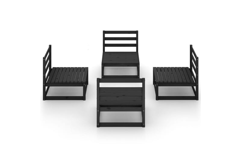 loungesæt til haven 4 dele massivt fyrretræ sort - Sort - Have - Udendørs miljø - Altan & terrasse - Altanmøbler