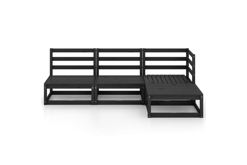 loungesæt til haven 4 dele massivt fyrretræ sort - Sort - Have - Udendørs miljø - Altan & terrasse - Altanmøbler