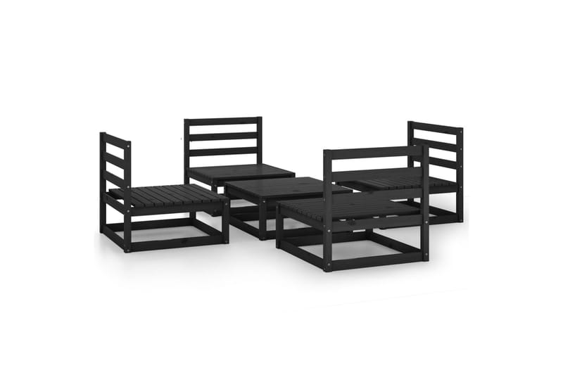 loungesæt til haven 5 dele massivt fyrretræ sort - Sort - Have - Udendørs miljø - Altan & terrasse - Altanmøbler