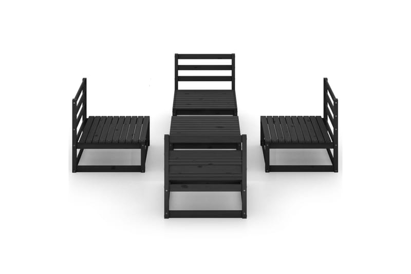 loungesæt til haven 5 dele massivt fyrretræ sort - Sort - Have - Udendørs miljø - Altan & terrasse - Altanmøbler