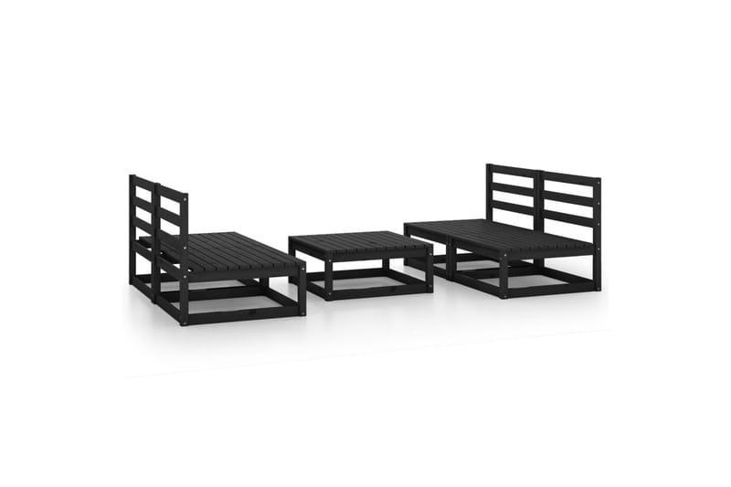 loungesæt til haven 5 dele massivt fyrretræ sort - Sort - Have - Udendørs miljø - Altan & terrasse - Altanmøbler