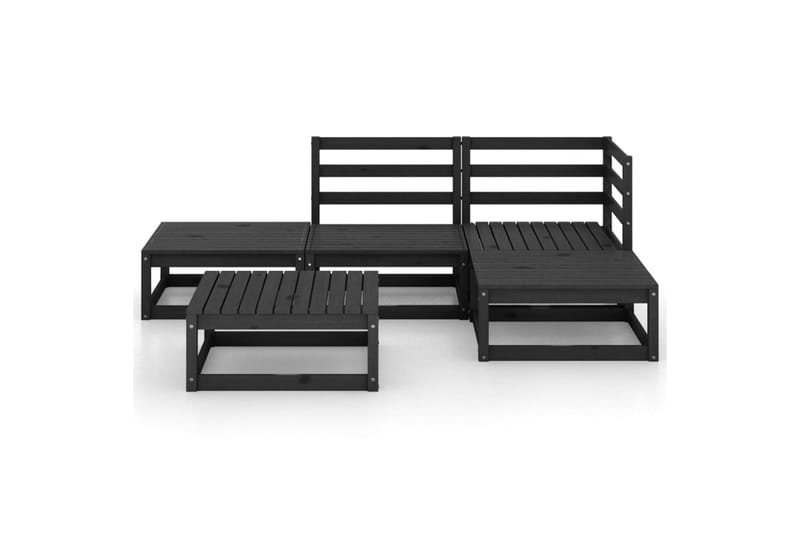 loungesæt til haven 5 dele massivt fyrretræ sort - Sort - Have - Udendørs miljø - Altan & terrasse - Altanmøbler